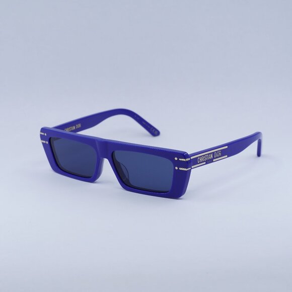 Dior DIORSIGNATURE S2U 30B0 Sunglasses Solid Blue Rectangle Frame, Blue Lenses - Picture 6 of 13